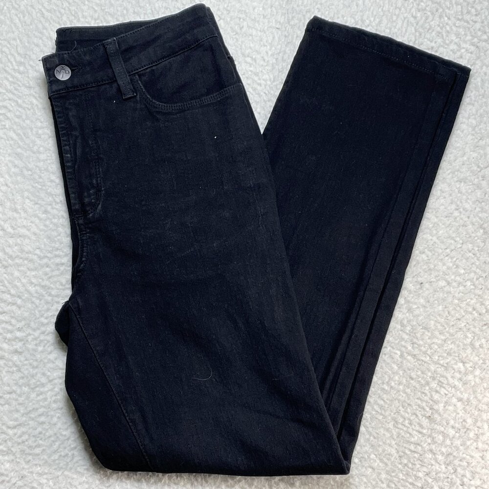 NYDJ Womens Size 8P Marilyn Straight Leg Mid Rise Black Jeans Sequins 26x26